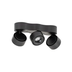Plafón LED Arcchio «Rotari», con lentes, 3 luces, negra