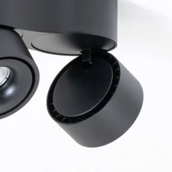 Plafón LED Arcchio «Rotari», con lentes, 3 luces, negra