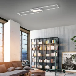 Plafón LED Asmin, CCT, acero, 109,5x25,7cm