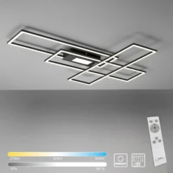 Plafón LED Asmin, CCT, negro, 98,9x69,4 cm