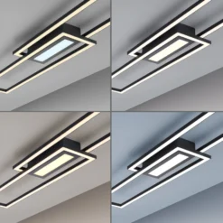 Plafón LED Asmin, CCT, negro, 95x17,5cm