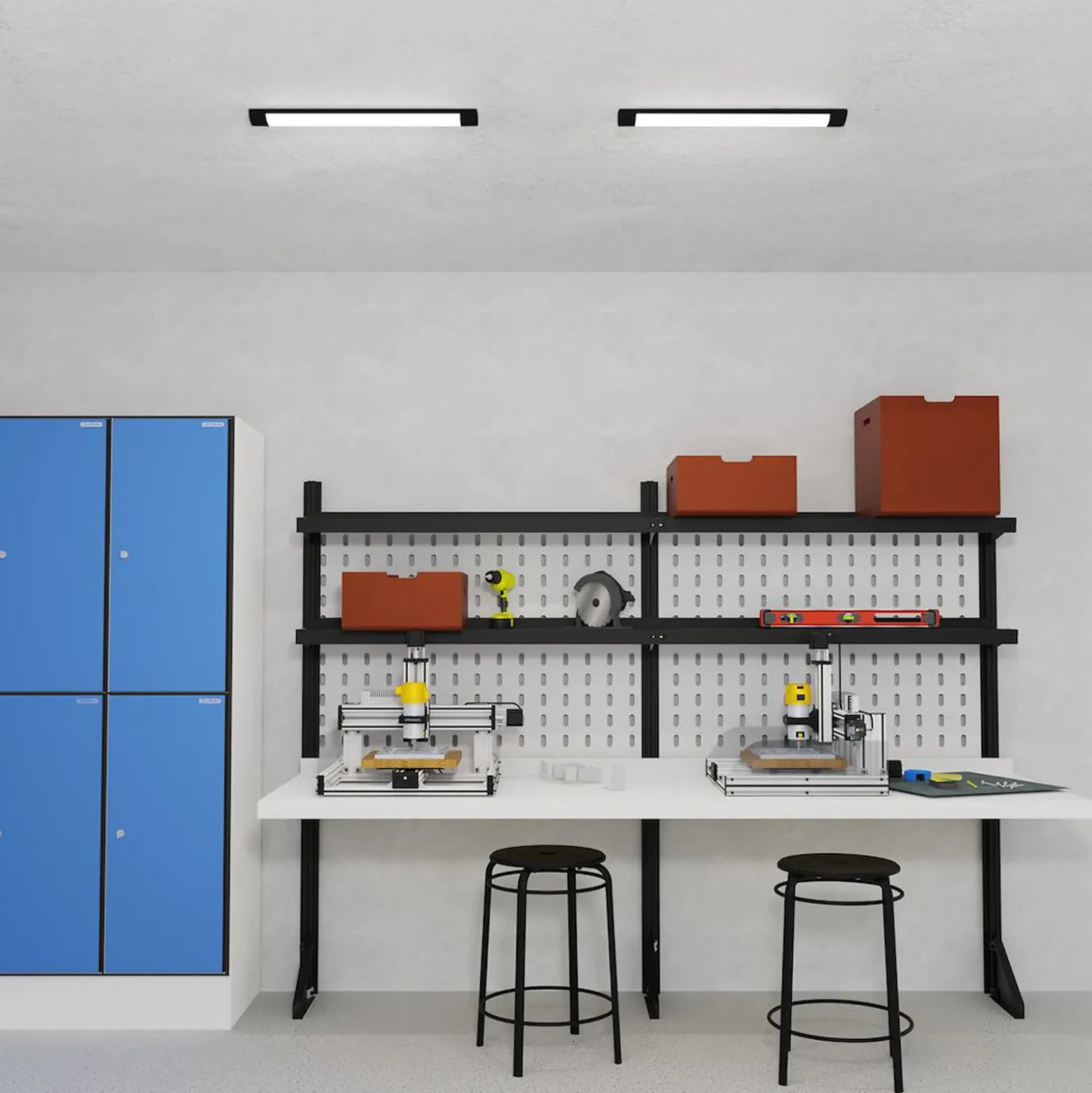 Plafón LED Batten, longitud 60 cm, aluminio, negro, 4000 K