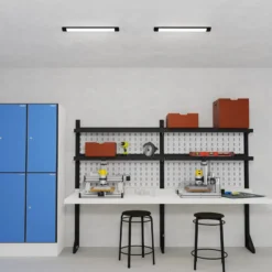Plafón LED Batten, longitud 60 cm, aluminio, negro, 4000 K