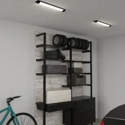 Plafón LED Batten, longitud 60 cm, aluminio, negro, 4000 K