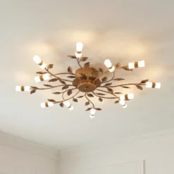 Plafón LED Bentas de Lindby, bronce, metal, Ø 80 cm