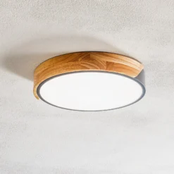 Plafón LED Borneo con marco de madera
