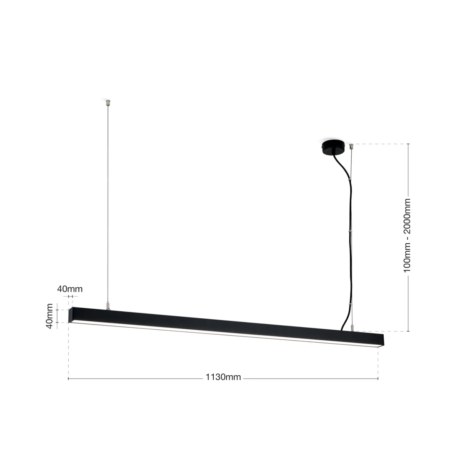 Plafón LED Bounce, negro, longitud 113 cm, CCT, aluminio