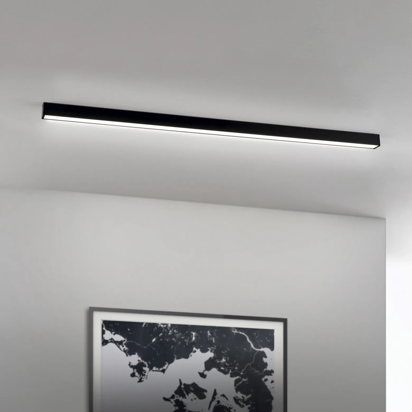 Plafón LED Bounce, negro, longitud 113 cm, CCT, aluminio
