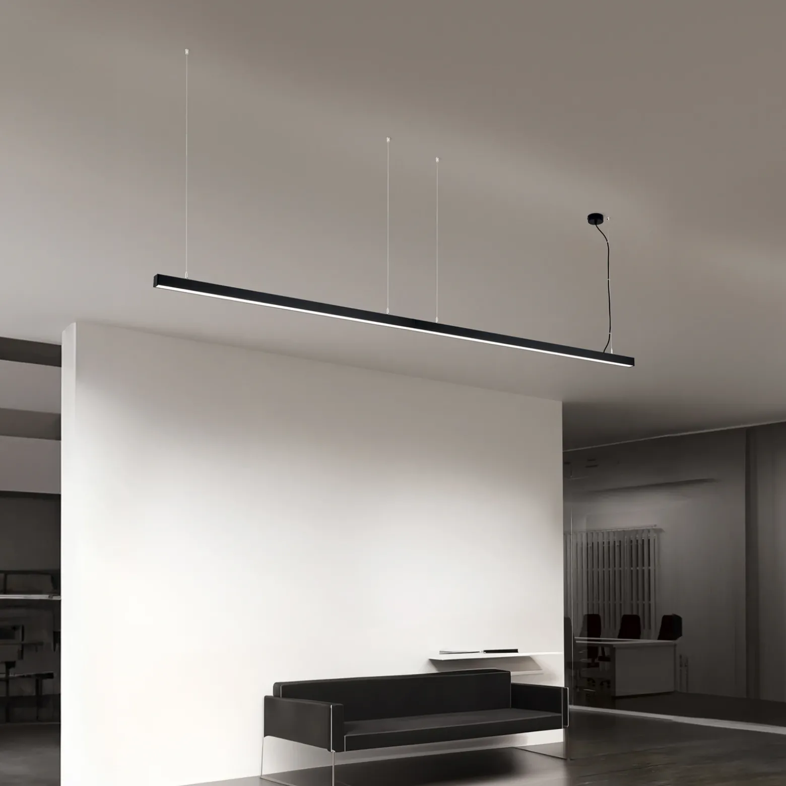 Plafón LED Bounce, negro, longitud 113 cm, CCT, aluminio