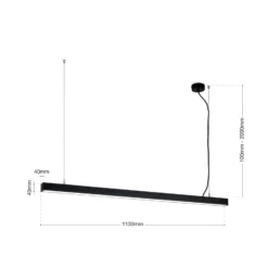 Plafón LED Bounce, negro, longitud 113 cm, CCT, aluminio