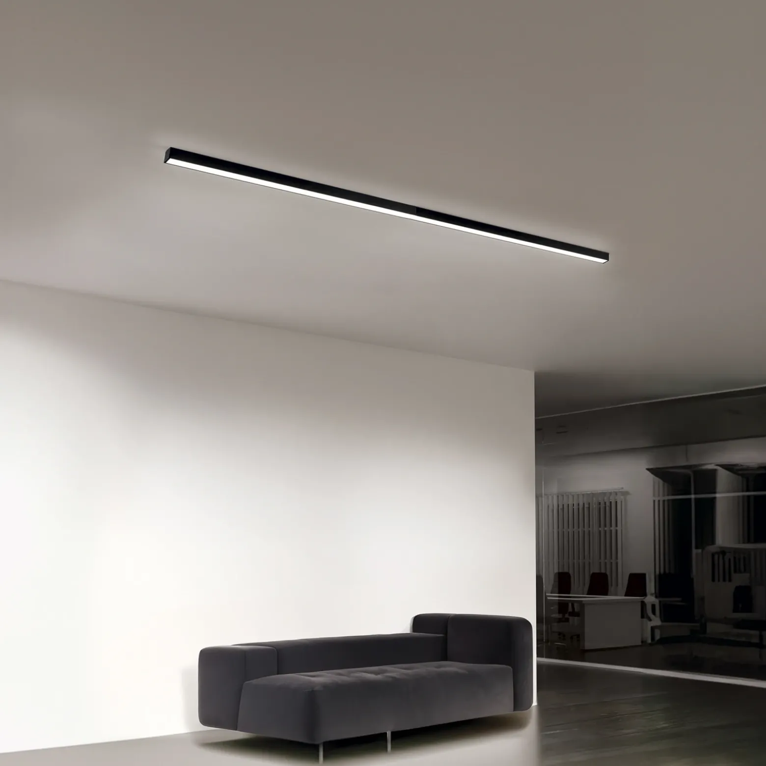 Plafón LED Bounce, negro, longitud 113 cm, CCT, aluminio