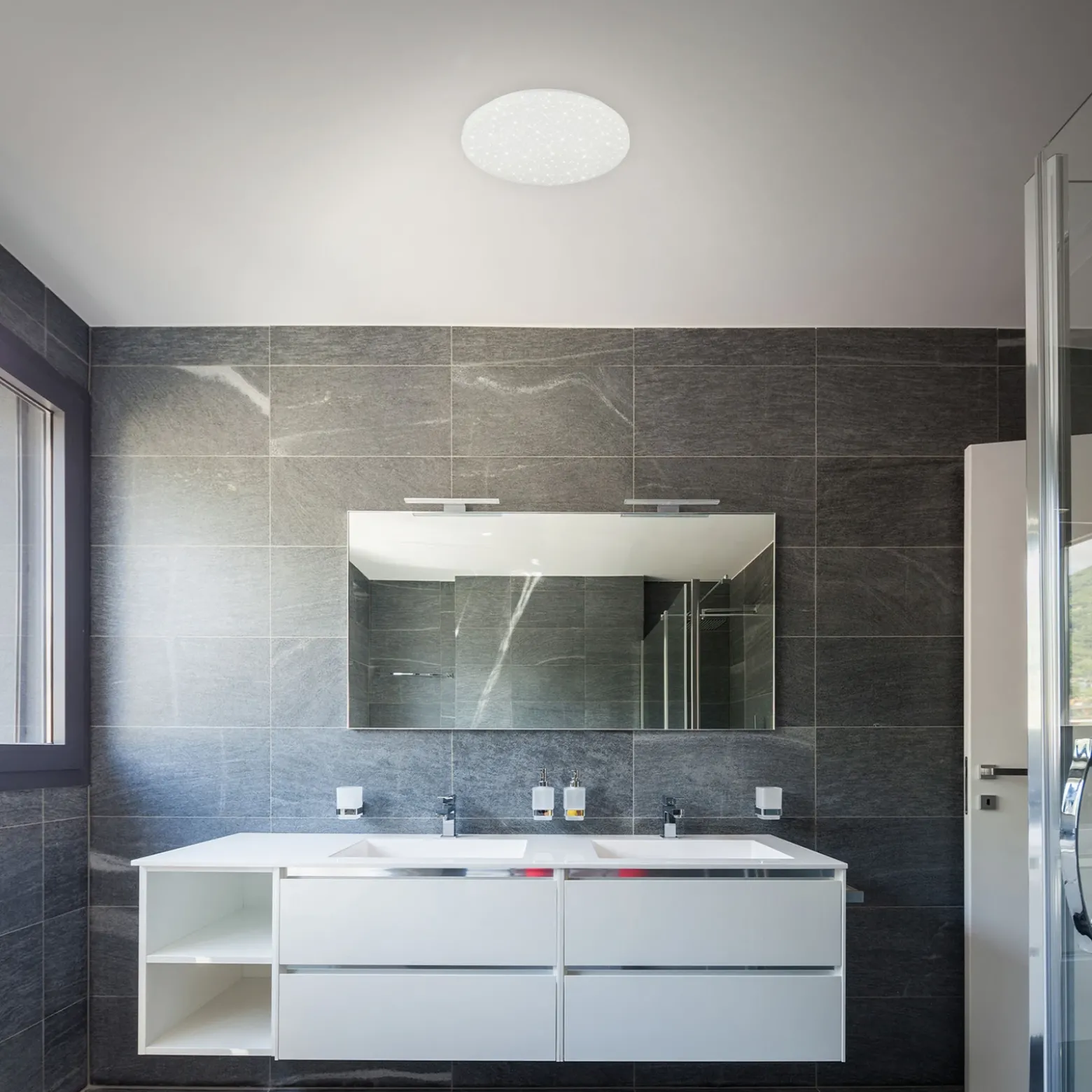 Plafón LED Brili Splash, IP44, blanco, 4.000K
