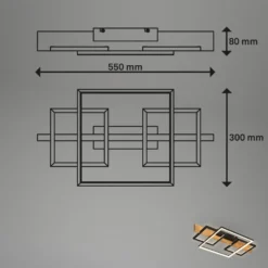 Plafón LED Cadre, 3000K, 55cm, negro, madera