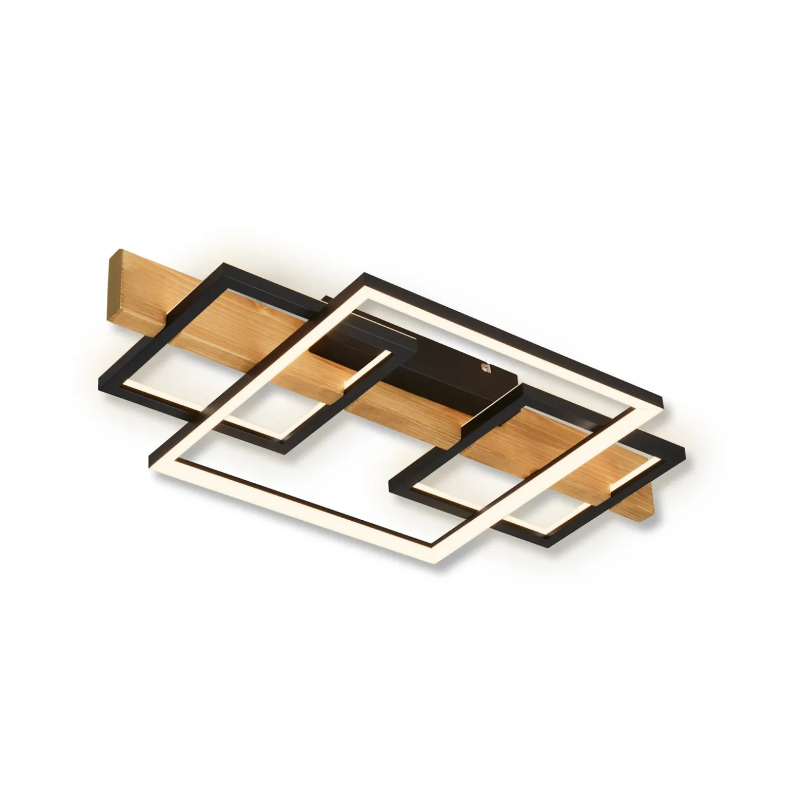 Plafón LED Cadre, 3000K, 55cm, negro, madera