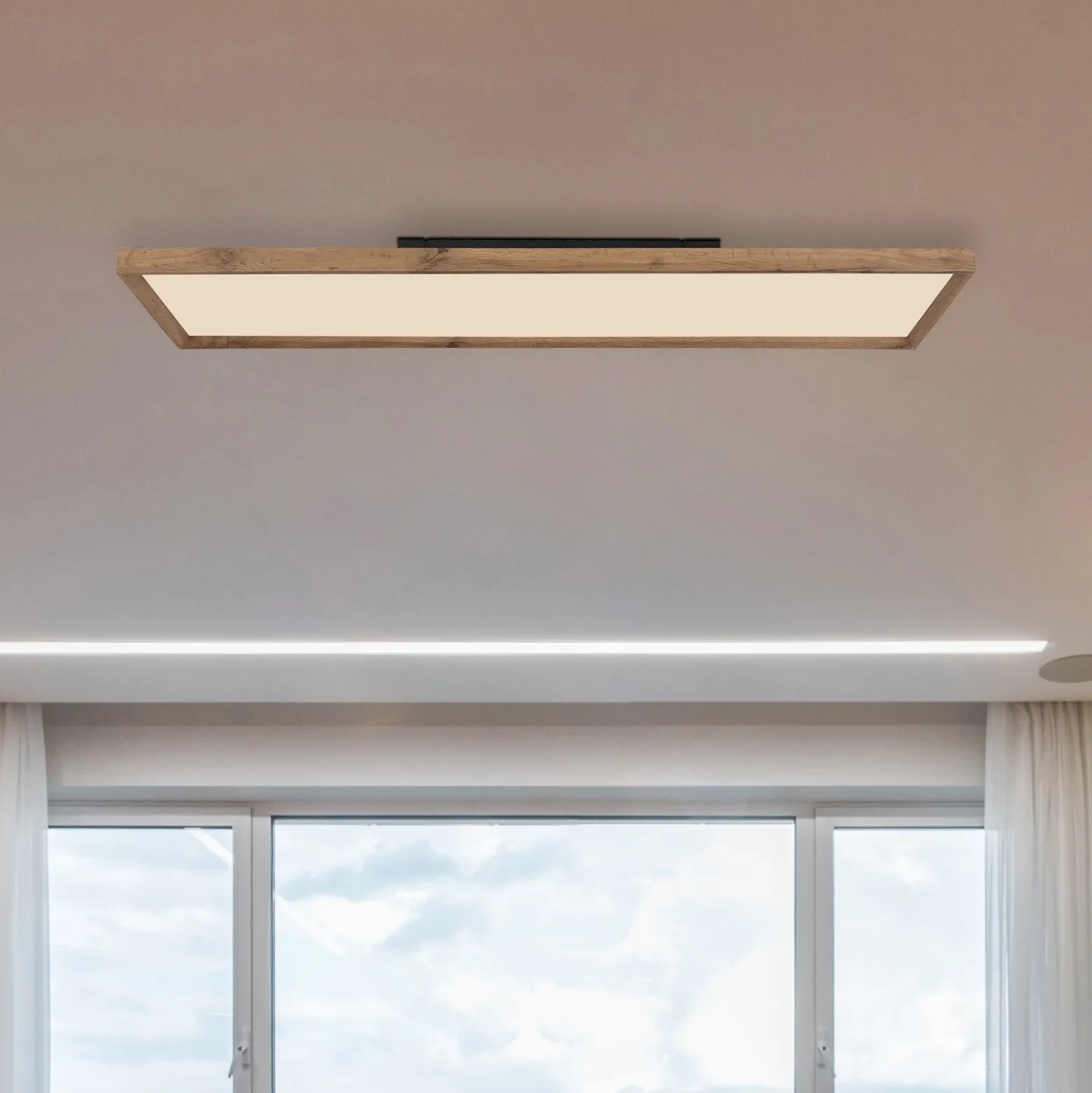 Plafón LED Cinderella madera CCT 120 x 30 cm