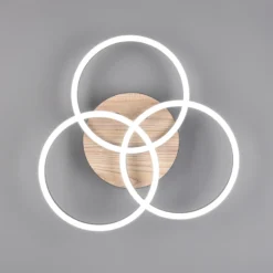 Plafón LED Circle 3 luces control remoto madera