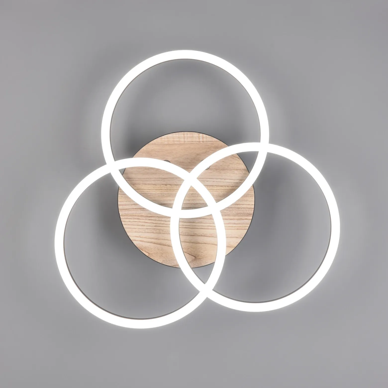 Plafón LED Circle 3 luces control remoto madera