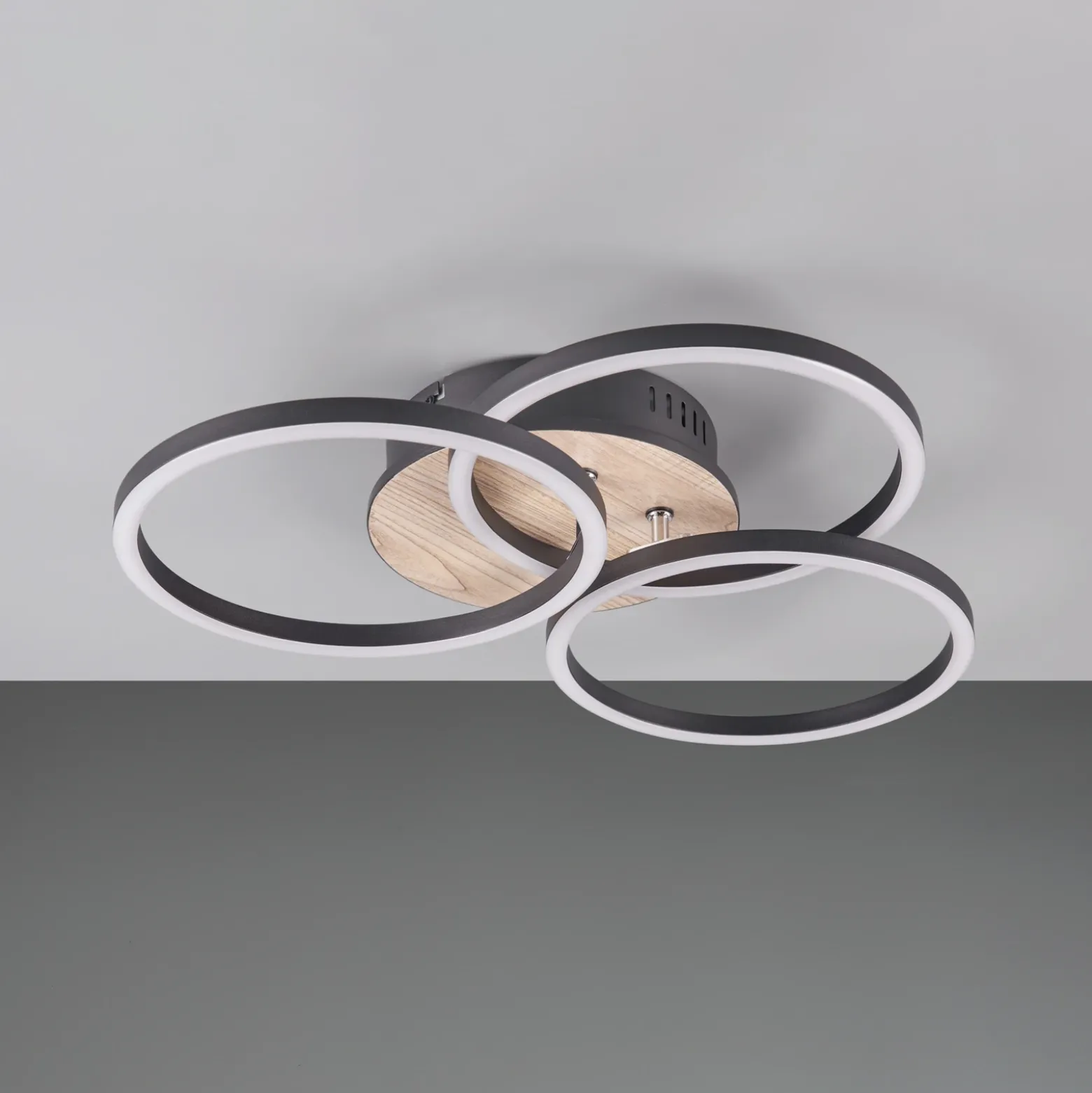 Plafón LED Circle 3 luces control remoto madera
