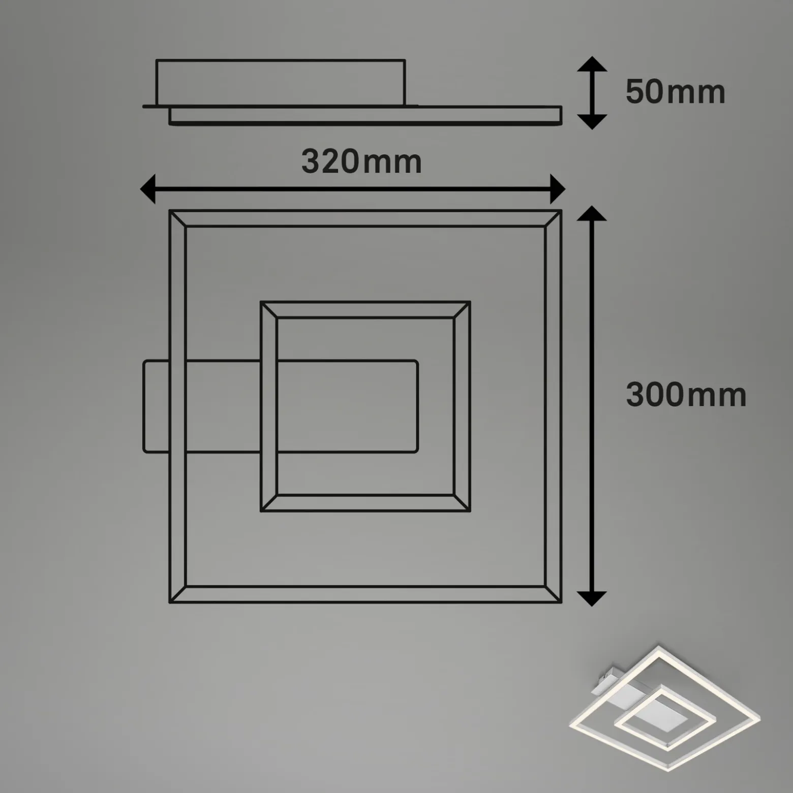 Plafón LED 3772 con 2 marco, aluminio