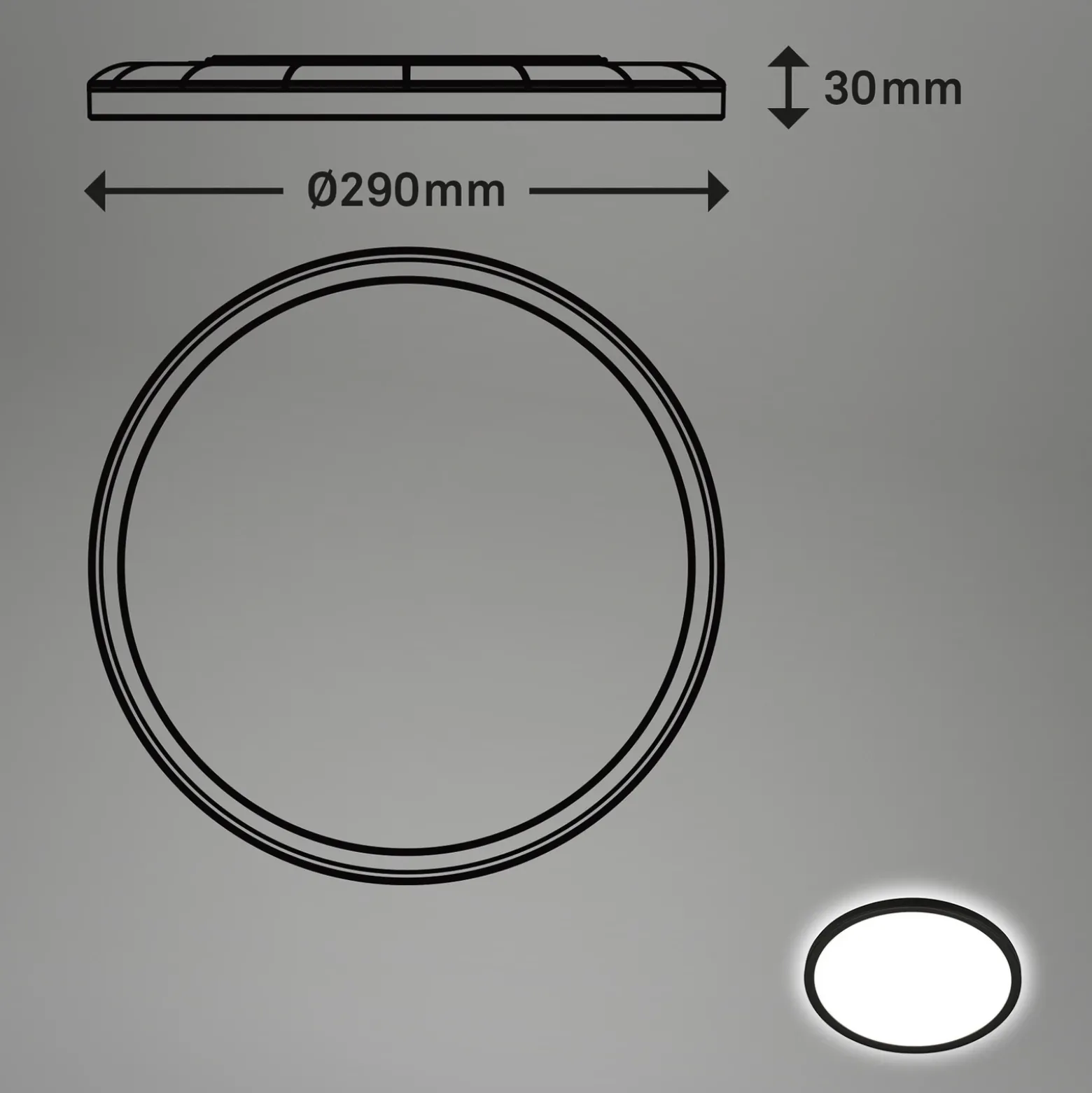 Plafón LED con sensor de movimiento, negro, Ø 29 cm, IP44, 4000K