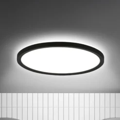 Plafón LED con sensor de movimiento, negro, Ø 29 cm, IP44, 4000K