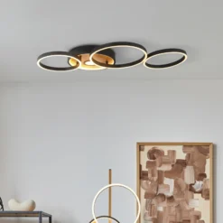 Plafón LED Curio Flush, aspecto madera