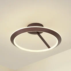Plafón LED Eldra de Lucande, marrón café, Ø 55 cm, CCT