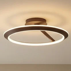 Plafón LED Eldra de Lucande, marrón café, Ø 55 cm, CCT