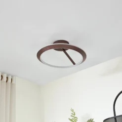 Plafón LED Eldra de Lucande, marrón café, Ø 55 cm, CCT