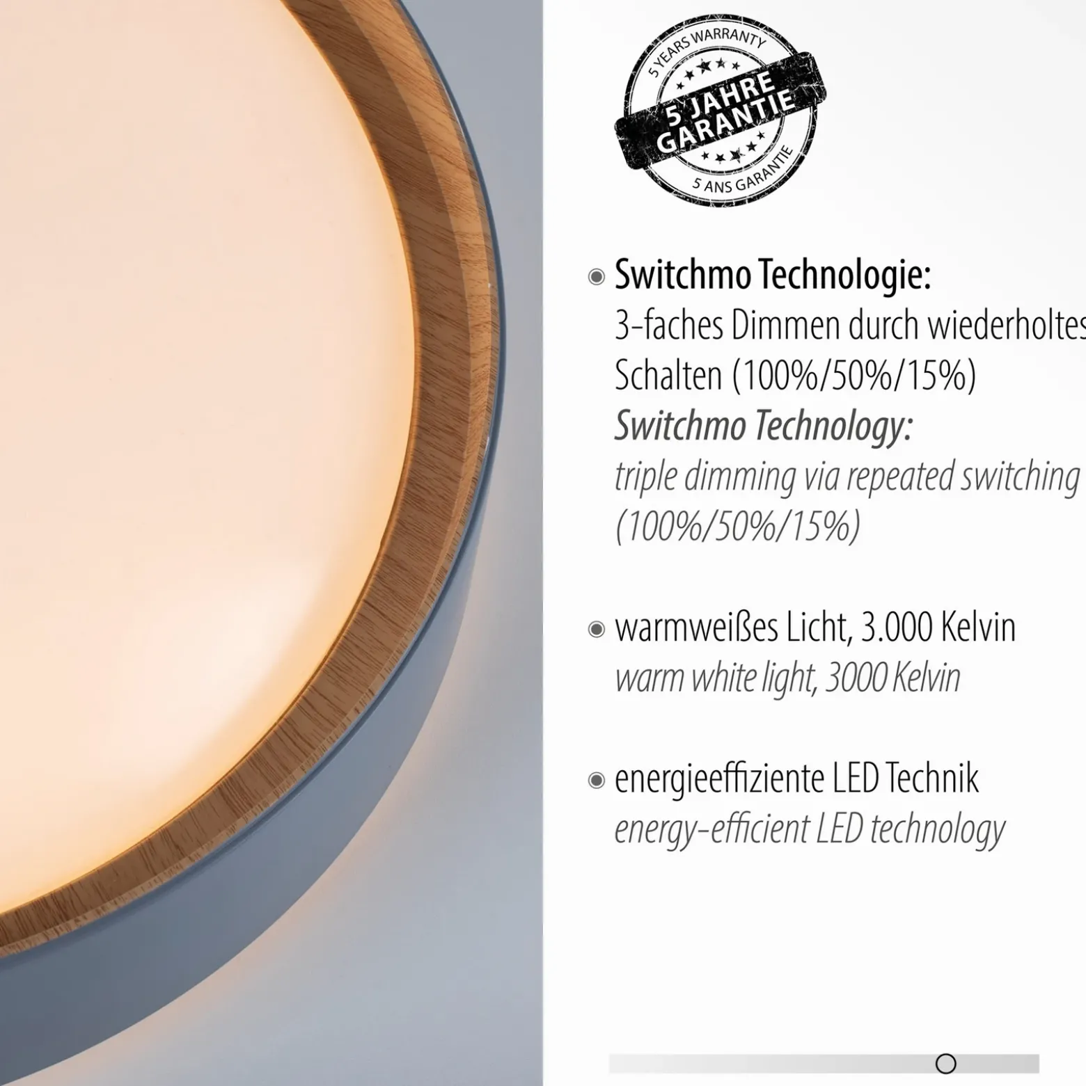 Plafón LED Emilia, atenuable en tres niveles, gris