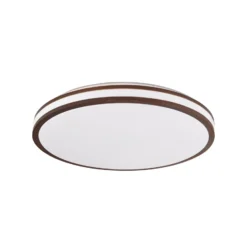 Plafón LED Emiva de Lindby, Ø 50 cm, madera oscura, CCT