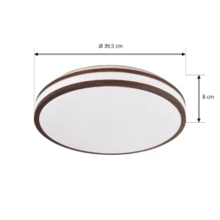 Plafón LED Emiva de Lindby, Ø 40 cm, madera oscura, CCT