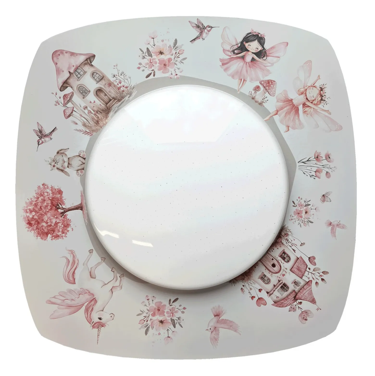 Plafón LED «Feenwelt Starlight», blanco/rosa, 58 cm de largo
