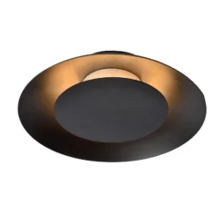 Plafón LED Foskal en negro, Ø 21,5 cm