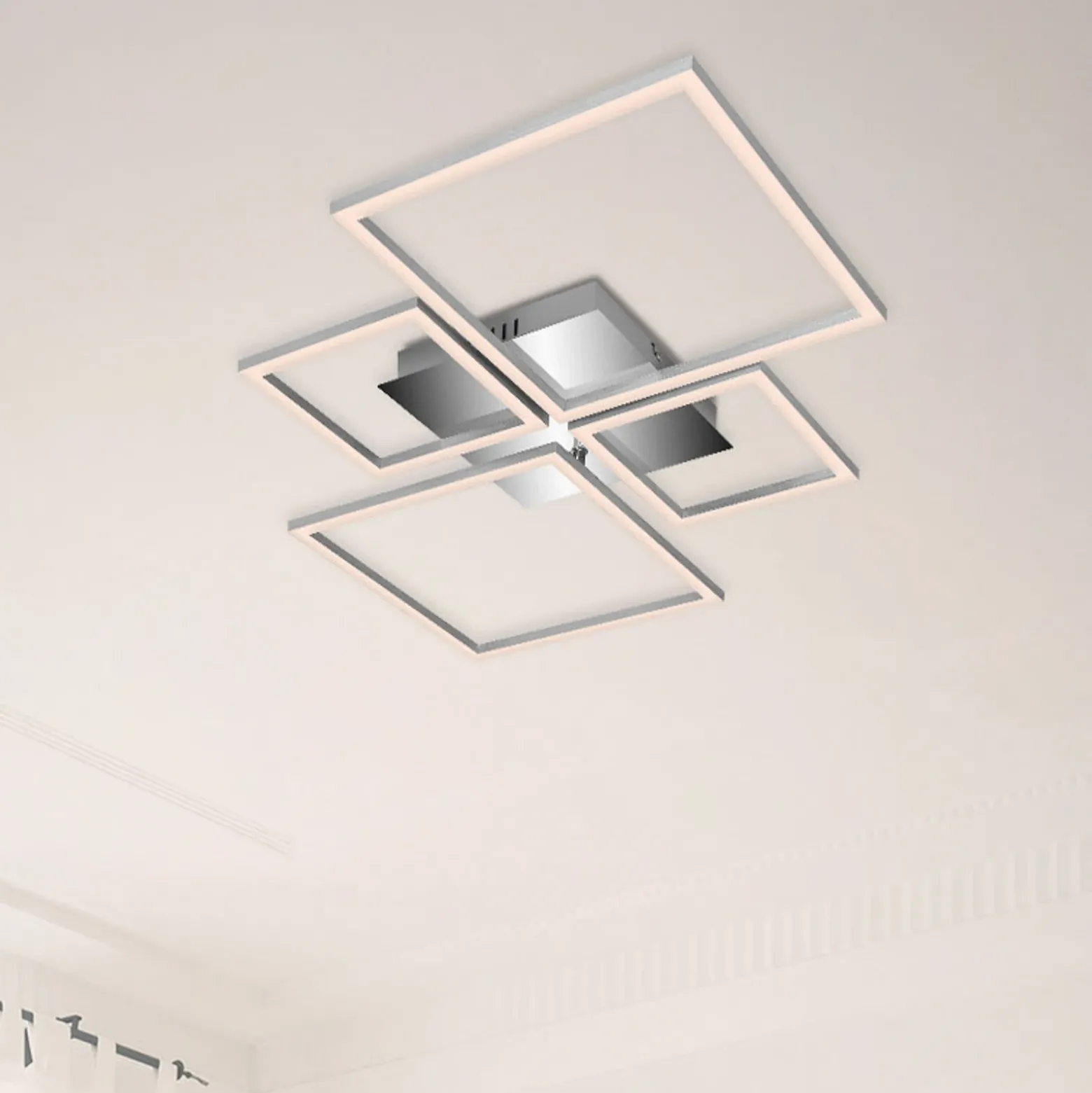 Plafón LED Frame, CCT, 4 luces, aluminio