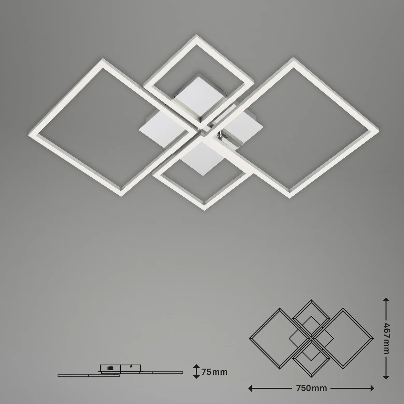 Plafón LED Frame, CCT, 4 luces, aluminio