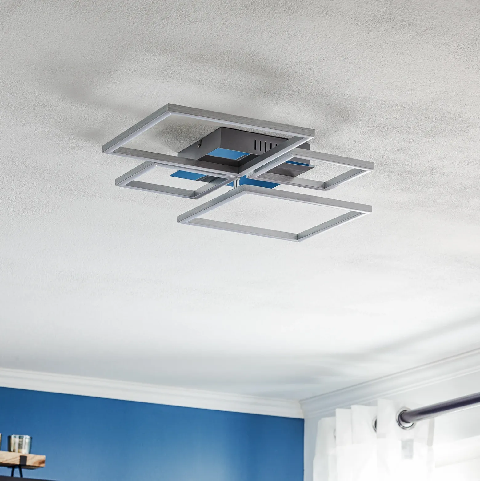 Plafón LED Frame, CCT, 4 luces, aluminio