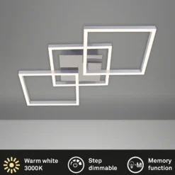 Plafón LED Frame step-dim cromo-aluminio 76x37cm