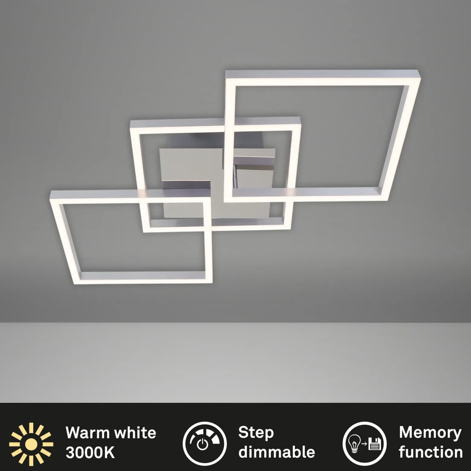 Plafón LED Frame step-dim cromo-aluminio 76x37cm