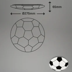 Plafón LED Fútbol, negro/blanco, Ø 27,5cm