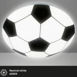 Plafón LED Fútbol, negro/blanco, Ø 27,5cm