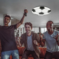 Plafón LED Fútbol, negro/blanco, Ø 27,5cm