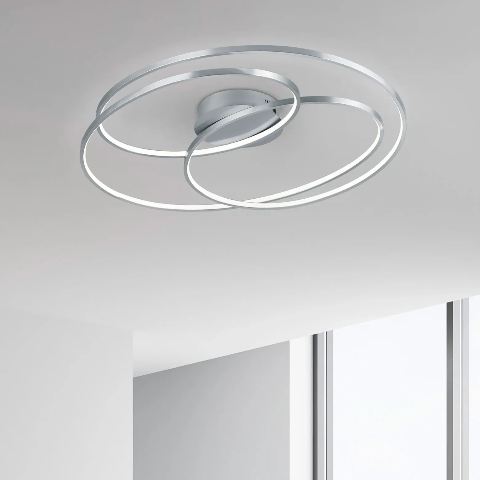Plafón LED Gale, 80 cm, níquel mate