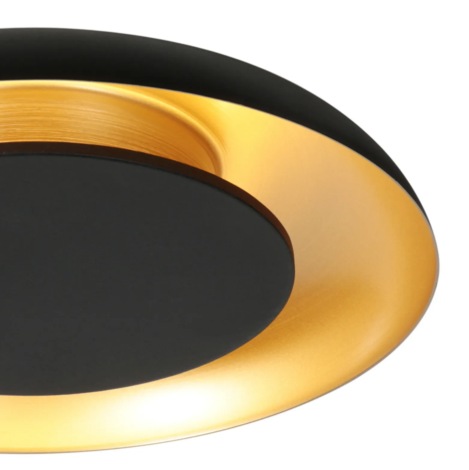 Plafón LED Golden Veil, negro/dorado, atenuable, metal