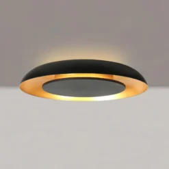 Plafón LED Golden Veil, negro/dorado, atenuable, metal