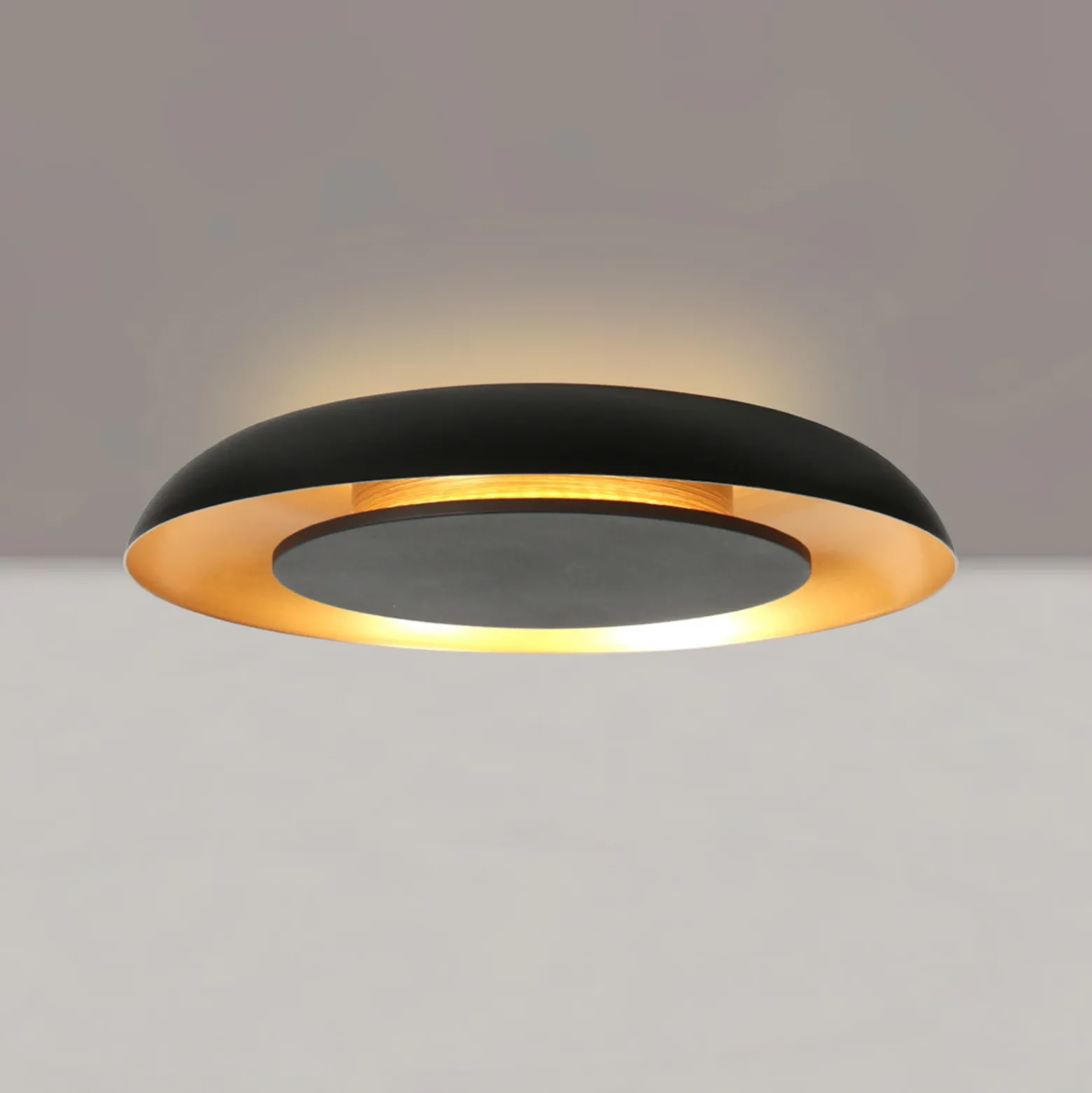 Plafón LED Golden Veil, negro/dorado, atenuable, metal