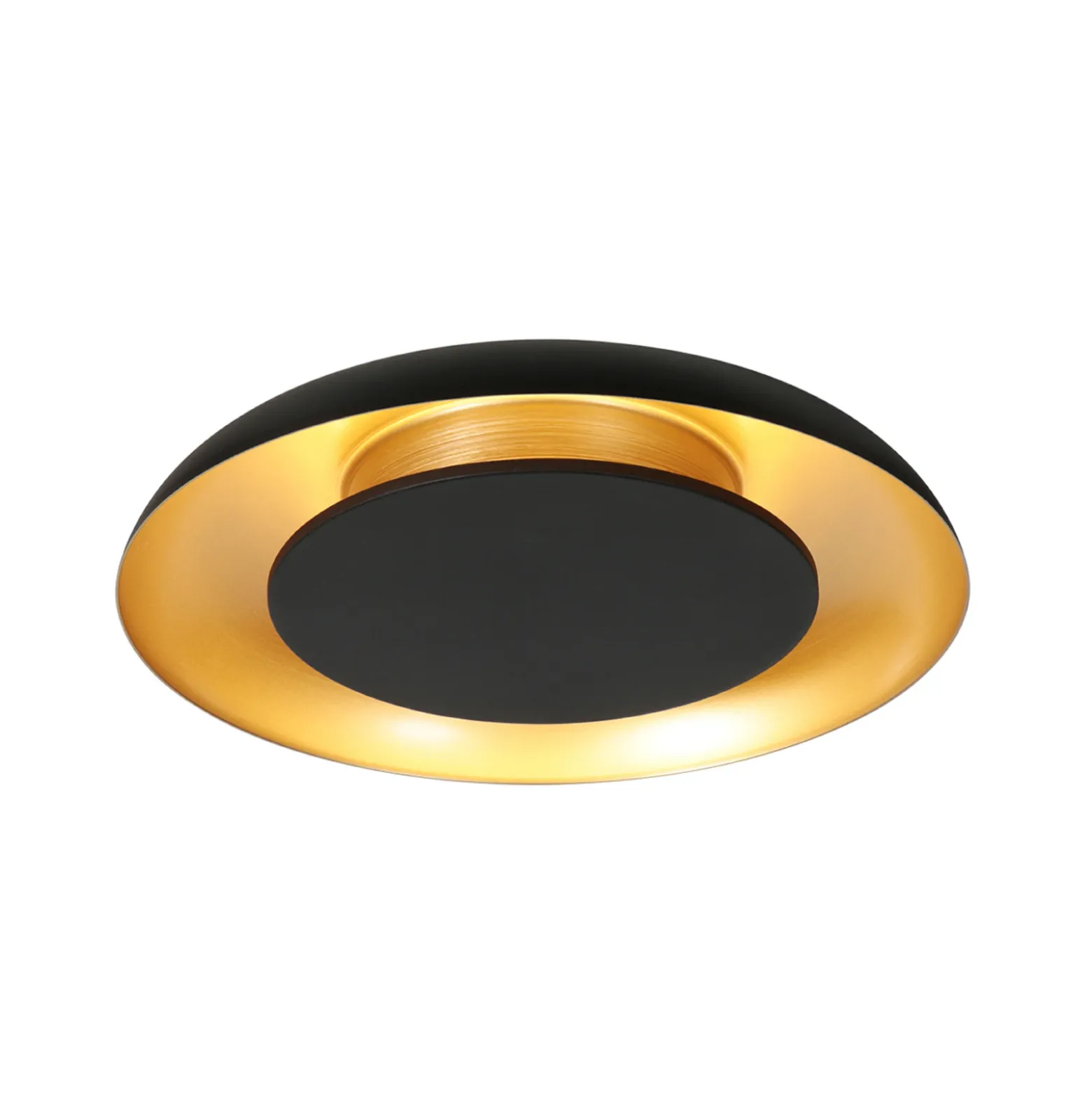 Plafón LED Golden Veil, negro/dorado, atenuable, metal