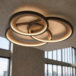 Plafón LED Granada, negro mate/oro