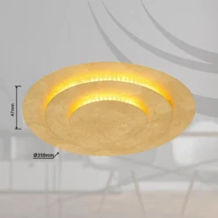 Plafón LED Heda, Ø 35 cm, dorado, metal
