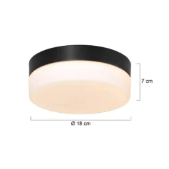 Plafón LED Ikaro negro, Ø 18 cm, metal, plástico